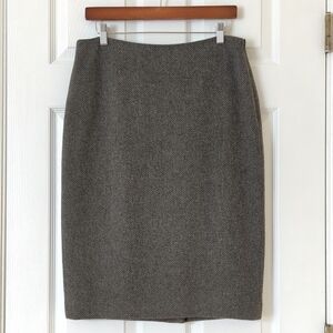 Lauren Ralph Lauren Wool Blend Knit Mid Waist Straight Knee Length Skirt Gray 8